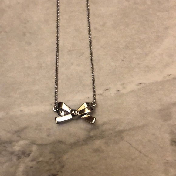Silver Kate Spade Skinny Mini Bow Necklace